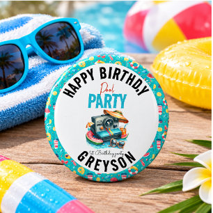 Summer Pool Party 2nd birthday Button