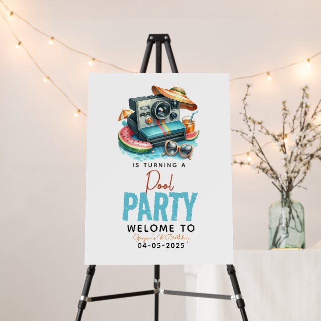 Summer Pool Party 2nd birthday Foam Board (In Situ (Stand))