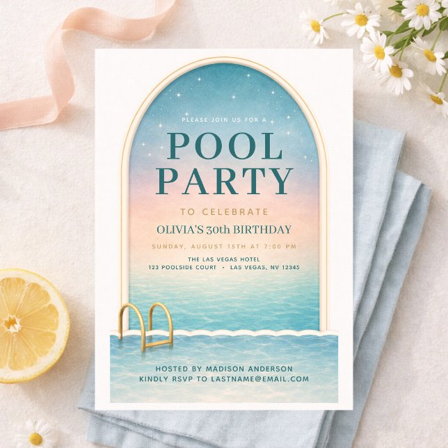 Summer Pool Party 30th Birthday Invitation (Creator Uploaded)