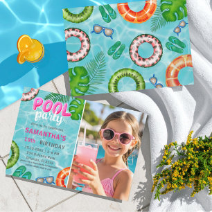 Summer Pool Party Any Age Birthday Invitation