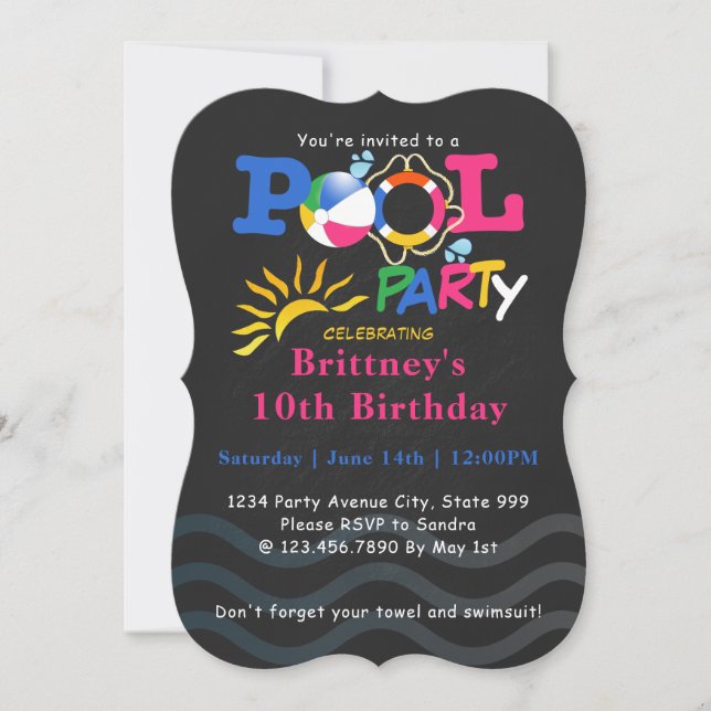 Summer Pool Party Birthday Bash Invitation (Front)