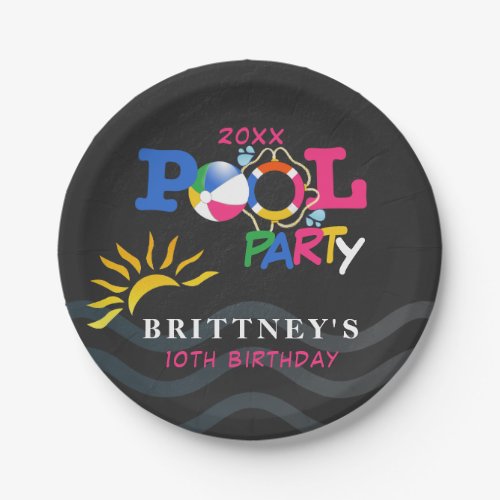 Summer Pool Party Birthday Bash Paper Plates