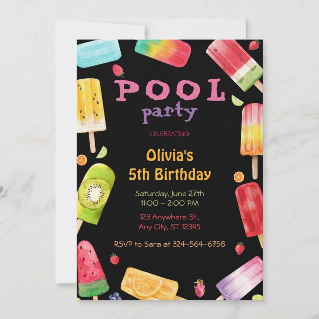 Summer Pool Party Birthday for Kids Invitation (Front)