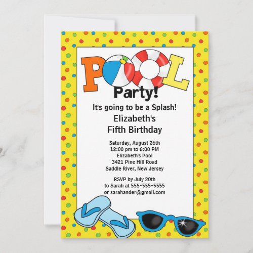 Summer POOL Party Birthday Invitation