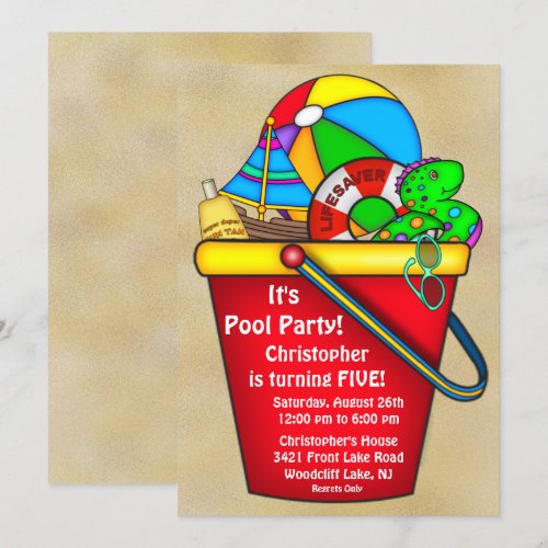 Summer POOL Party Birthday Invitation