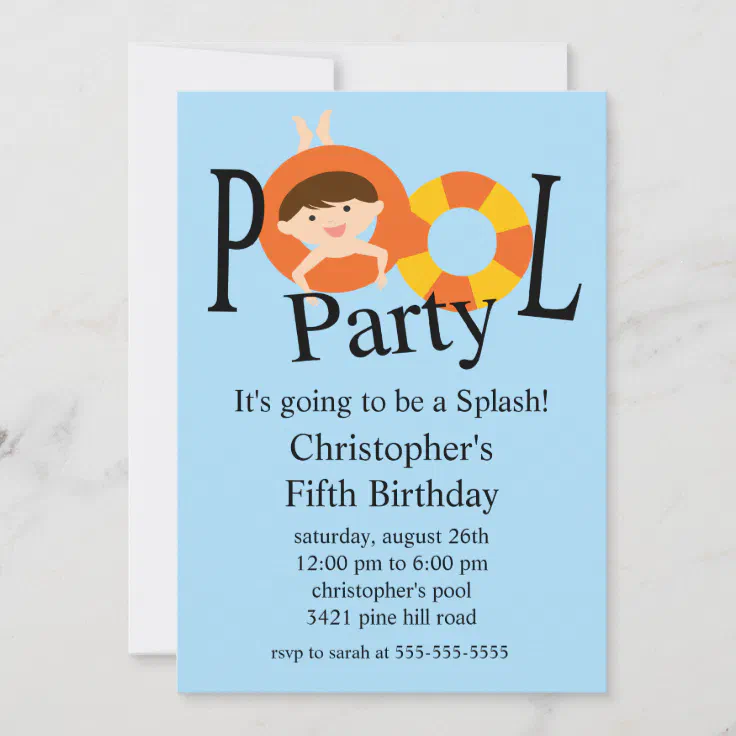 Summer Pool Party Birthday Invitation Zazzle 9421