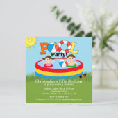 Summer POOL Party Birthday Invitation Boy Girl (Standing Front)