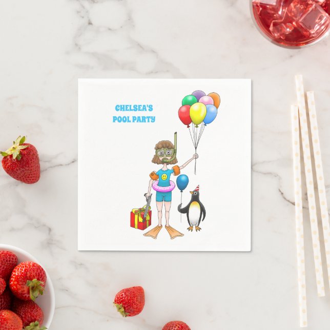 Summer Pool Party Birthday Napkins (Insitu)