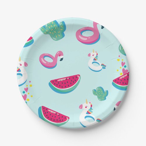 Summer Pool Party Birthday Paper Plate