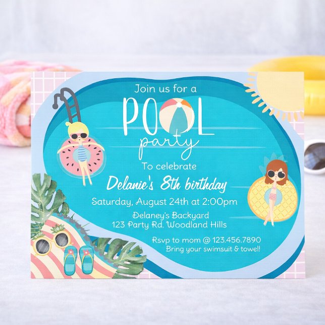 Summer Pool Party Birthday | Pool Party  Invitation (Creator Uploaded)