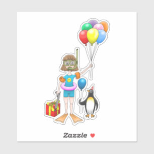 Summer Pool Party Birthday Sticker