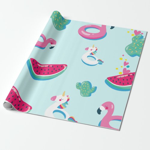 Summer Pool Party Birthday Wrapping Paper