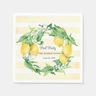 Summer Pool Party Citrus Lemon Wreath Blossom Leaf Napkins