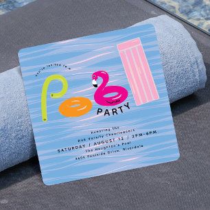 Summer Pool Party Cute Summer Pool Floats Invitation