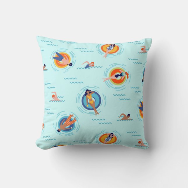 Summer pool party fun in the sun throw pillow (Front)