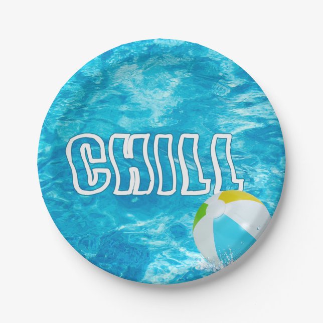 Summer Pool Party Fun Paper Plates (Front)