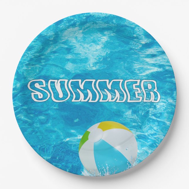 Summer Pool Party Fun Paper Plates (Front)