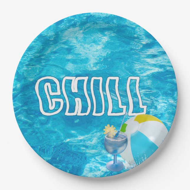 Summer Pool Party Fun Paper Plates (Front)