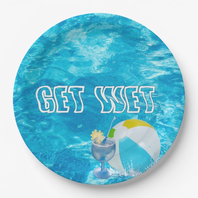Summer Pool Party Fun Paper Plates (Front)
