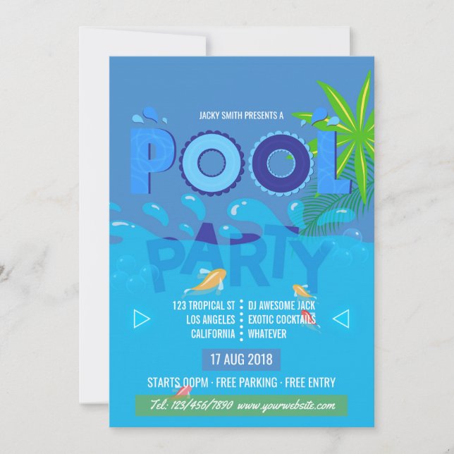 Summer Pool Party Invitation (Front)