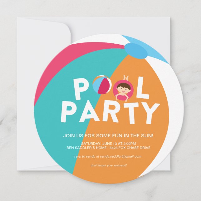 Summer Pool Party Invitation (Front)