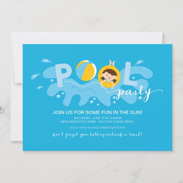 Summer Pool Party Invitation (Front)