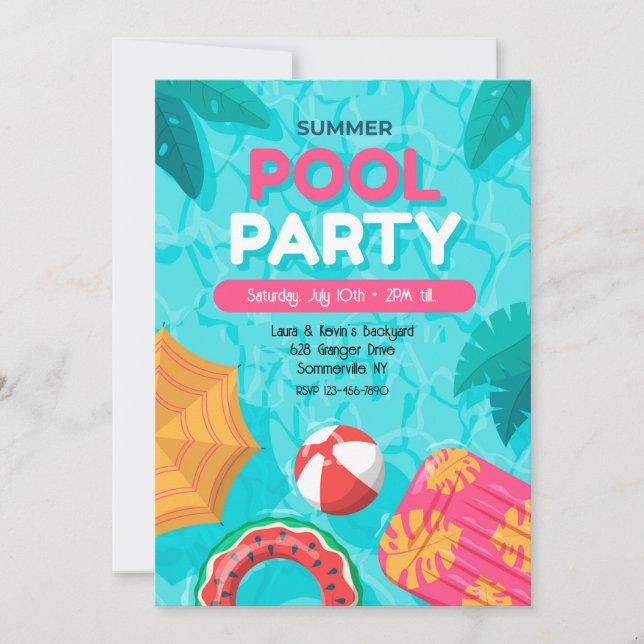 Summer Pool Party Invitation (Front)