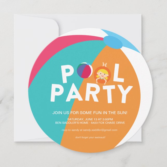 Summer Pool Party Invitation (Front)