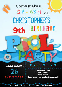 pool birthday invitations zazzle