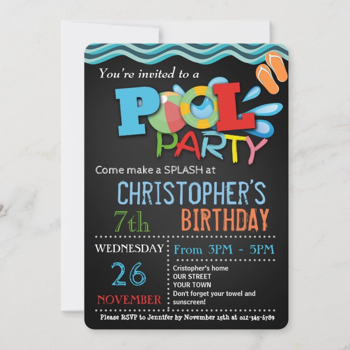 SUMMER POOL PARTY INVITATION | POOL BIRTHDAY PARTY | Zazzle.com