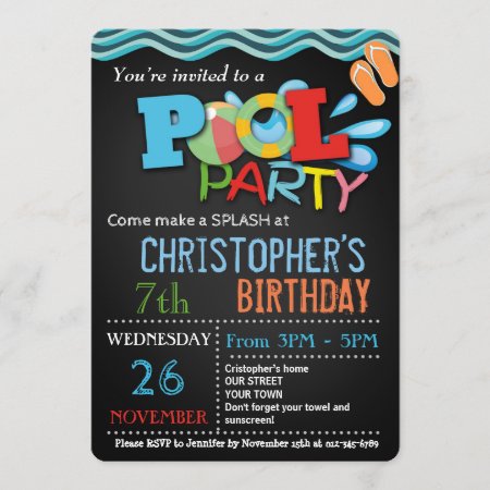 Summer Pool Party Invitation | Pool Birthday Party