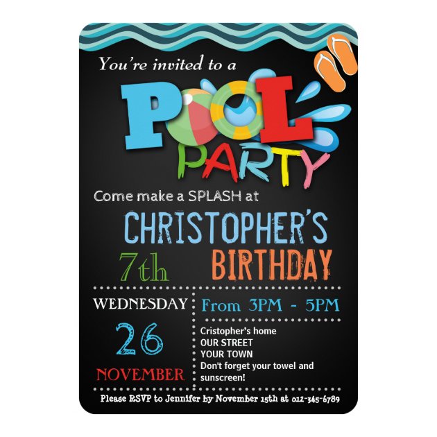 SUMMER POOL PARTY INVITATION | POOL BIRTHDAY PARTY