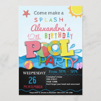 Summer Pool Party Invitation | Pool Birthday Party by NellysPrint at Zazzle