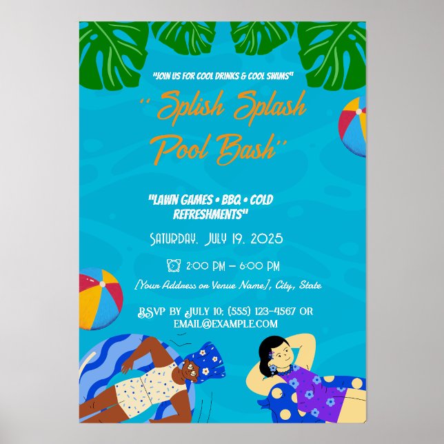 Summer Pool Party Invite USA | RSVP Today Holder (Front)