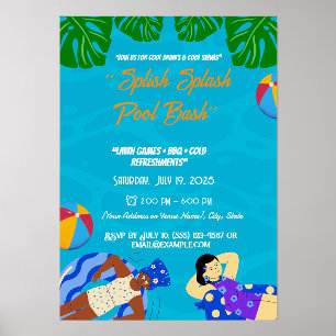 Summer Pool Party Invite USA   RSVP Today Holder