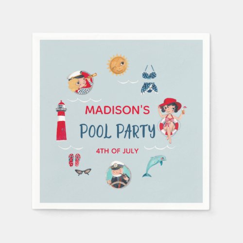 Summer pool party  napkins