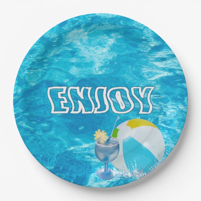 Summer Pool Party Paper Plates (Front)