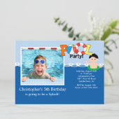 Summer POOL Party PHOTO Birthday Invitation (Standing Front)