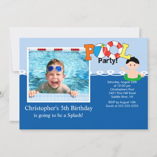 Summer POOL Party PHOTO Birthday Invitation | Zazzle