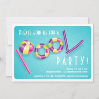 Summer Pool Party Pool Float Invitation