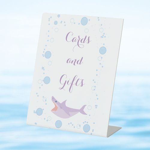 Summer Pool Party Shark Float Cards and Gifts Pedestal Sign
