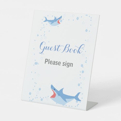 Summer Pool Party Shark Float Guest Book Birthday Pedestal Sign