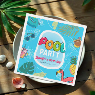 Summer Pool Party Swimming Birthday Napkins
