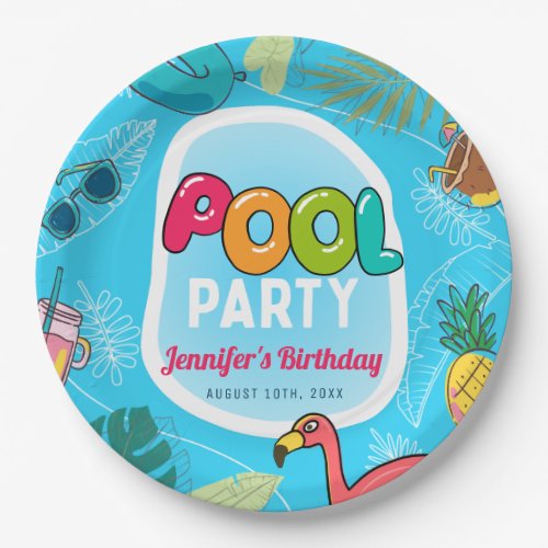 Summer Pool Party Swimming Birthday Paper Plates