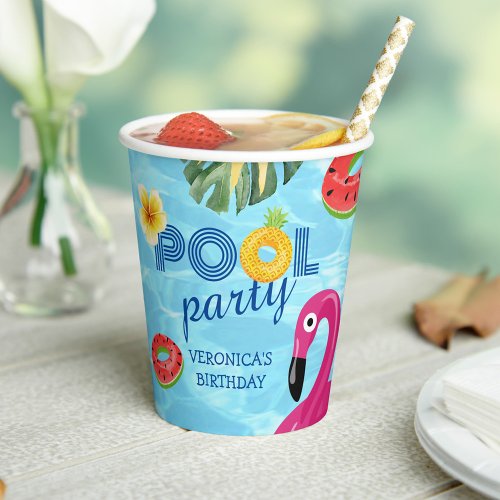 Summer Pool Party Swimming Water Birthday  Paper Cups