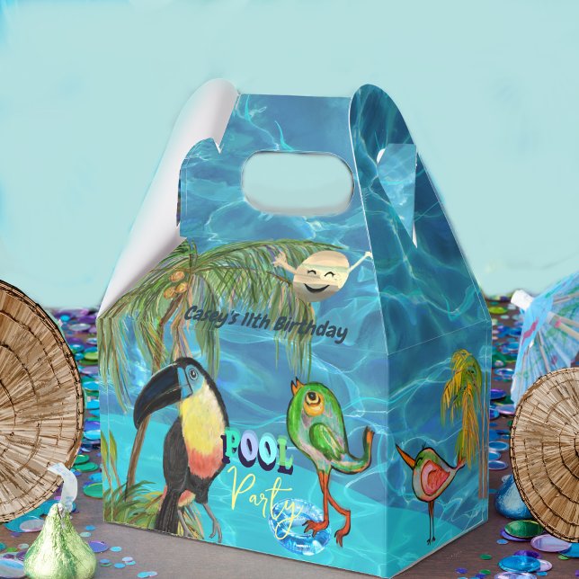 Summer Pool Party Tropical Birthday  Favor Boxes (Summer Pool Party Tropical Birthday Favor Boxes)
