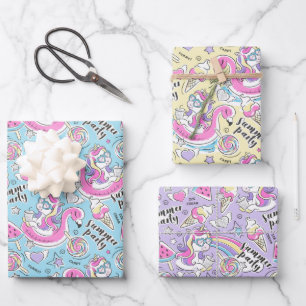 Summer Pool Party Unicorn Wrapping Paper Sheets