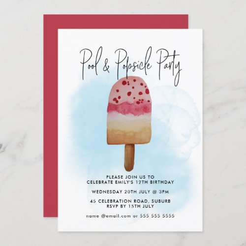 Summer Pool  Popsicle Party Any Age Birthday Invitation