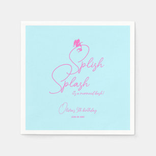 Summer Pool Simple Girl Mermaid Birthday Napkins
