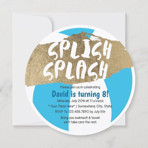 Summer Pool Splish Splash Birthday Party Invitation